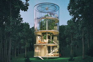Dieses atemberaubende Glashaus umschliesst einen Baum