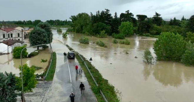 überschwemmte Ortschaft in Italien
