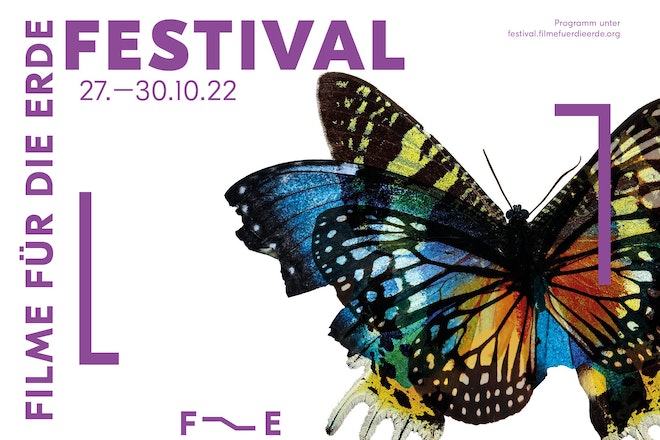 Plakat: Filme für die Erde Festivals, Visual eines Schmetterlings