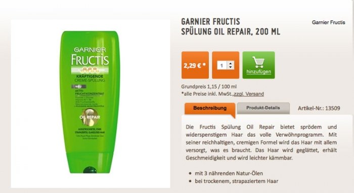 Haarspülungen: Die Inhaltsstoffe der Pflege von Garnier Fructis