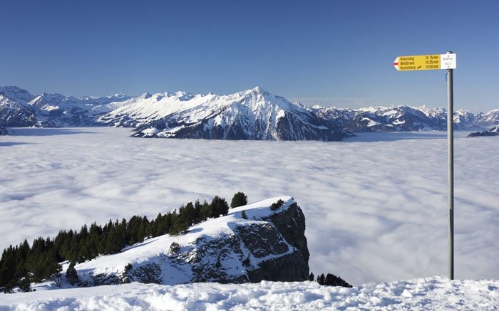 Im Berner Oberland wandern mit Blick auf verschneite Viertausender