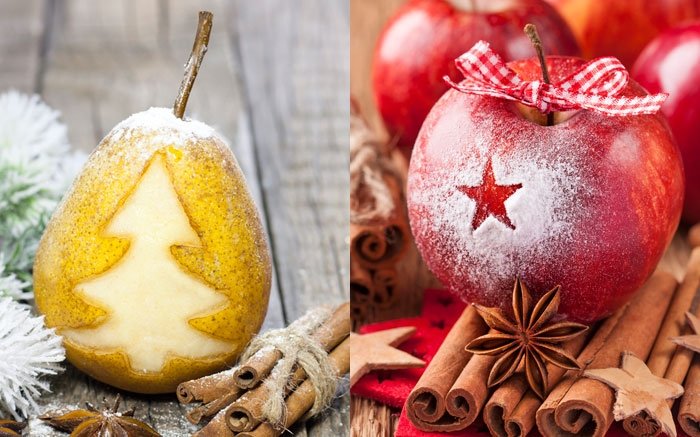 Aus Birnen oder Äpfeln eine fruchtige Weihnachtsdeko selber machen