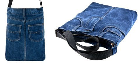 Jeans Upcycling zur Tasche. Schürze und Telefonhülle