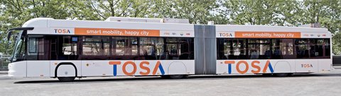 Neue Elektrobusse in Genf laden sich bei der Fahrt auf