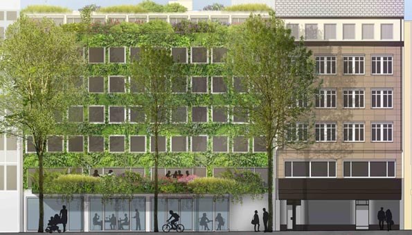 Erste bepflanzte Hausfassade in einer Schweizer Innenstadt